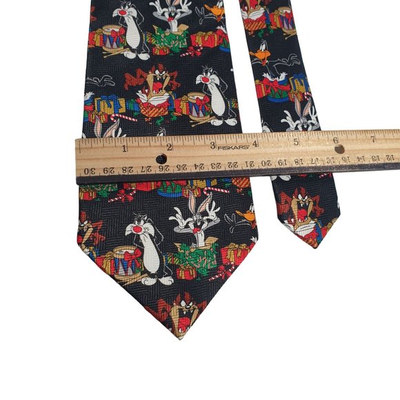 Looney Tunes Cartoon Christmas Holiday Mens Necktie Tie Sylvester Bugs Bunny Taz - Picture 3 of 5